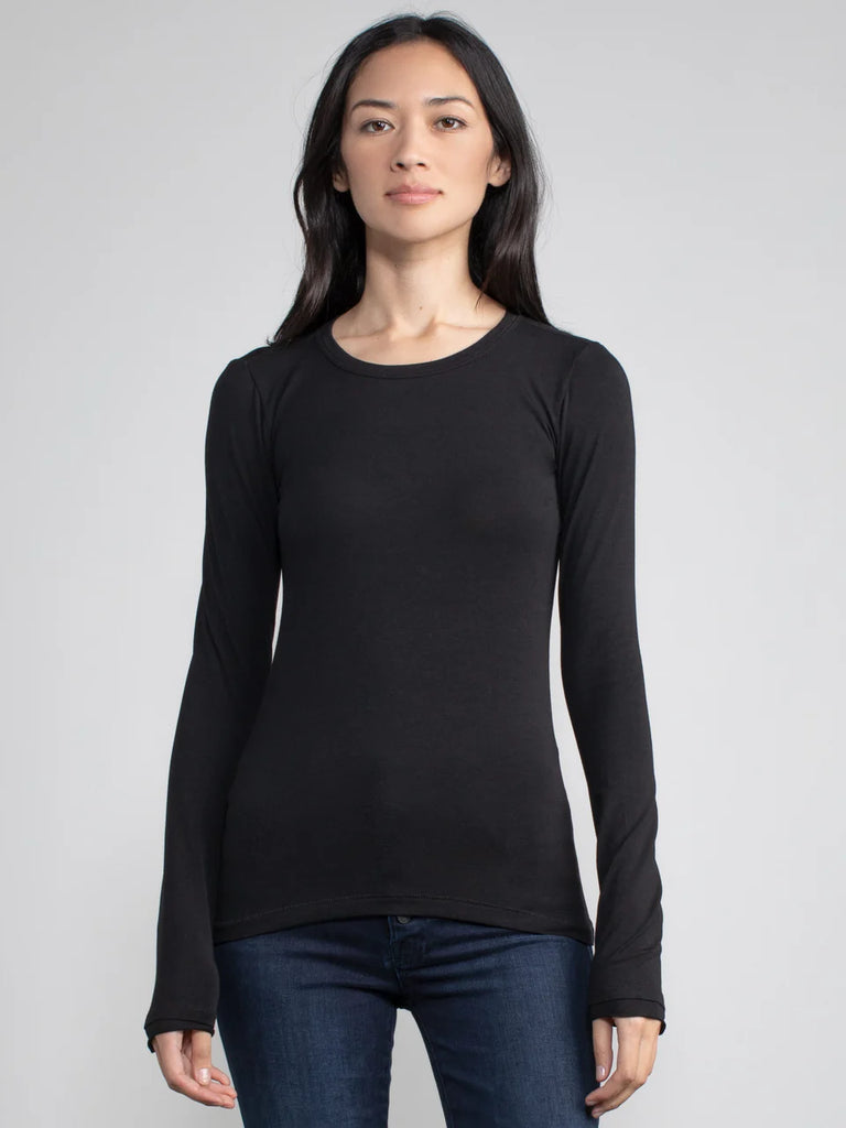 Long Sleeve Crew Tee in Black
