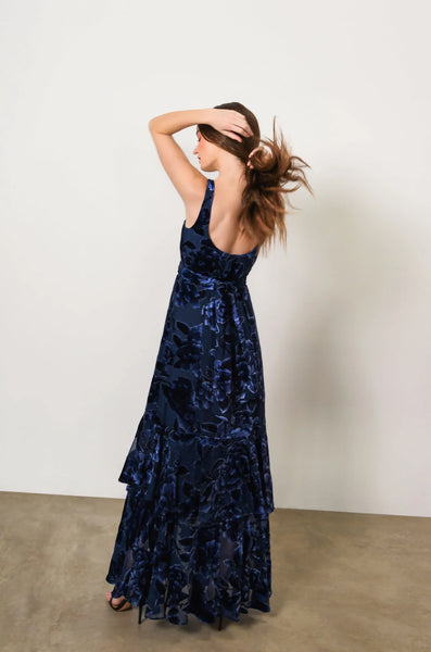 chinese dress ladies Navy Floral Print Maxi Wrap Dress – AX Paris main image 1