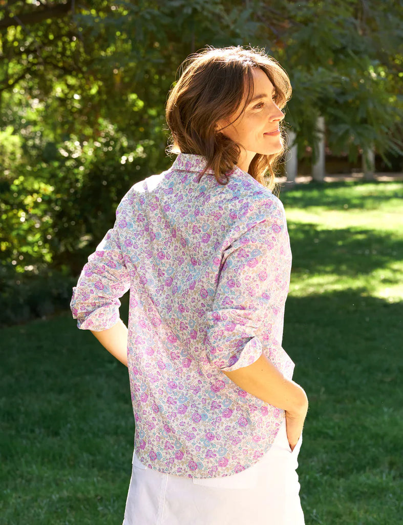 EILEEN Button Up Shirt in Blue & Pink Floral