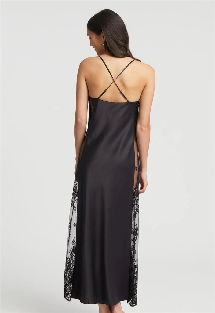 DARLING Long Chemise Gown in Black