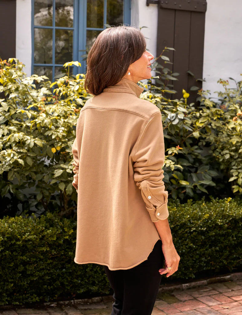 EILEEN Triple Fleece Button Down in Camel