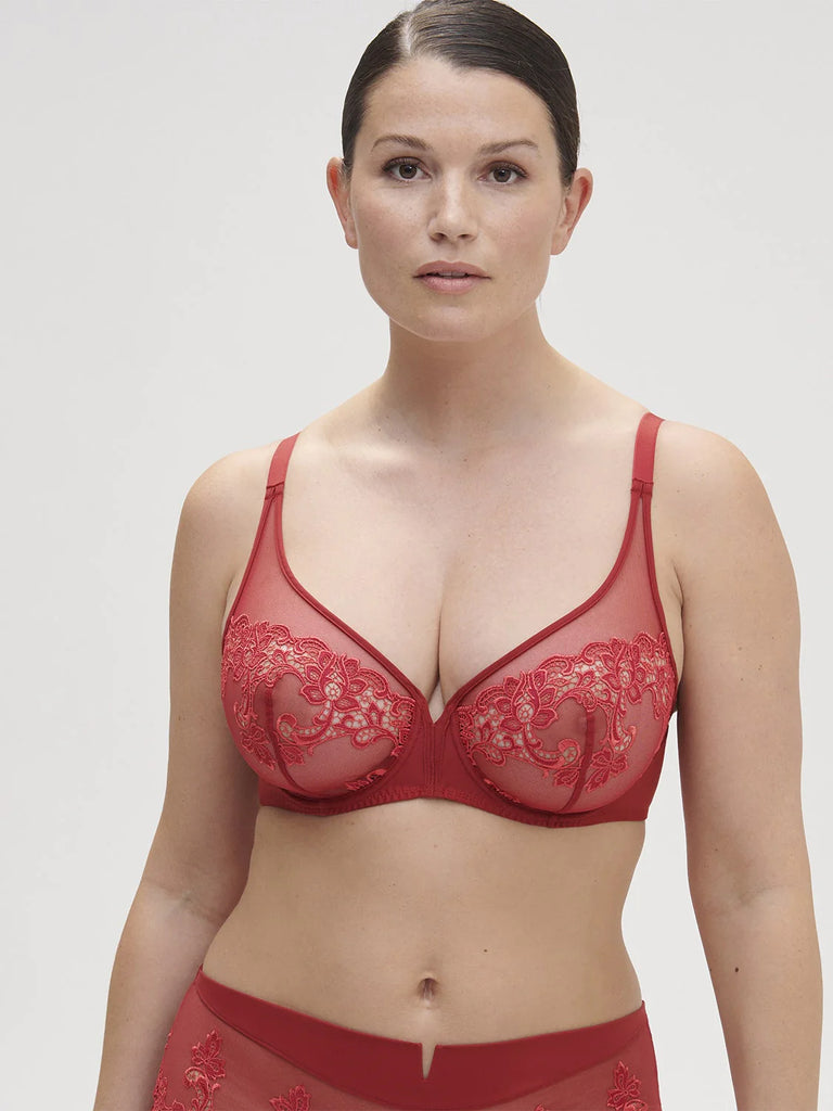 SAGA Full Coverage Plunge Bra in Lipstick