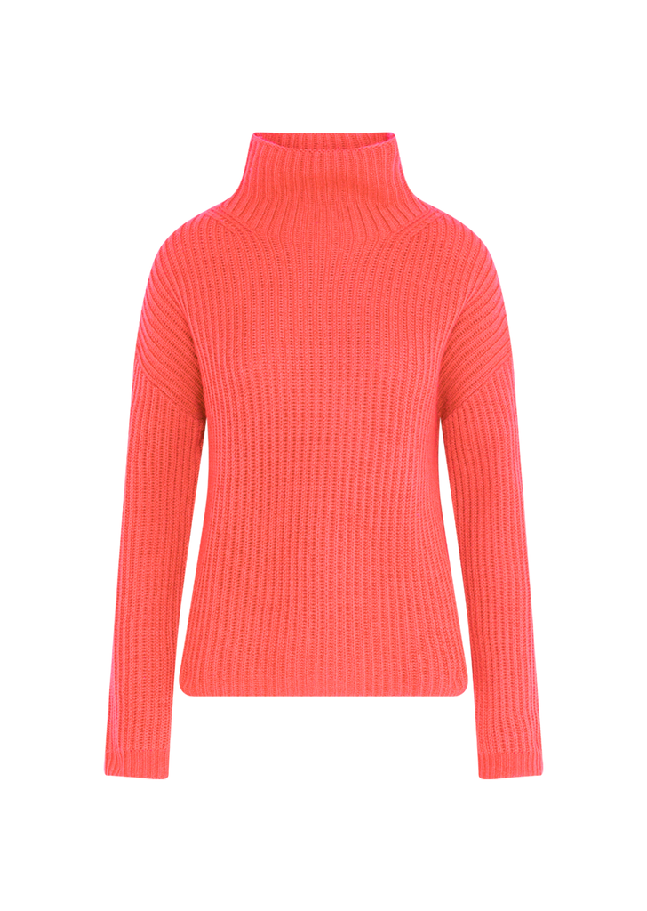 LONA Turtleneck Sweater in Bright Coral