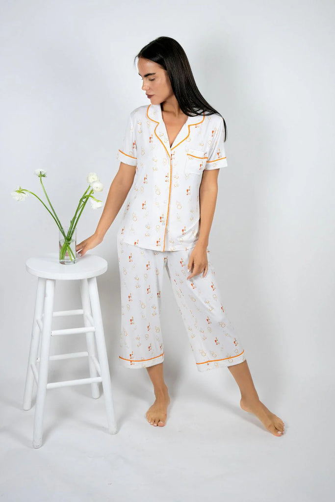 JOLENE Crop PJ Set in Bubbly Mood