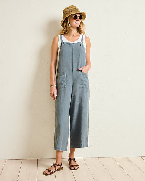 ISABEL Linen Tie Strap Jumpsuit in Graphite