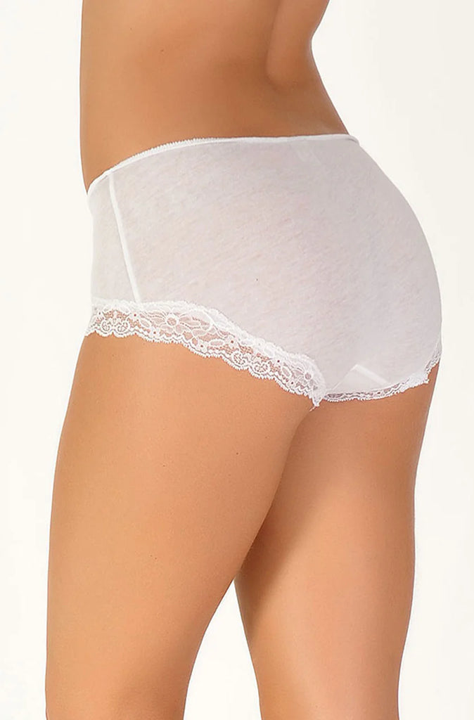 Organic Cotton Lace Trimmed Hipster in White