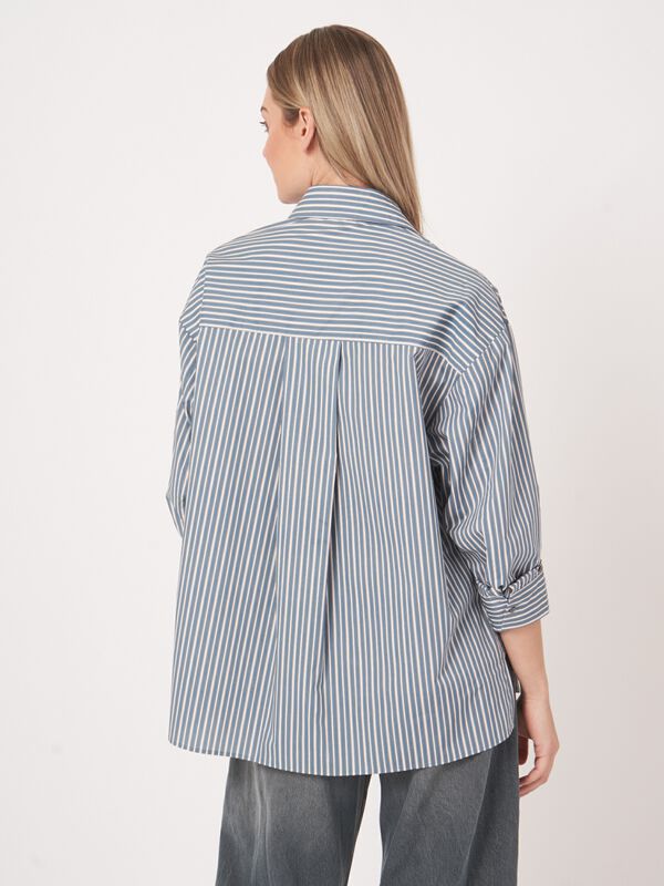 Shirt with Turn Up Cuffs in Multi Stripe