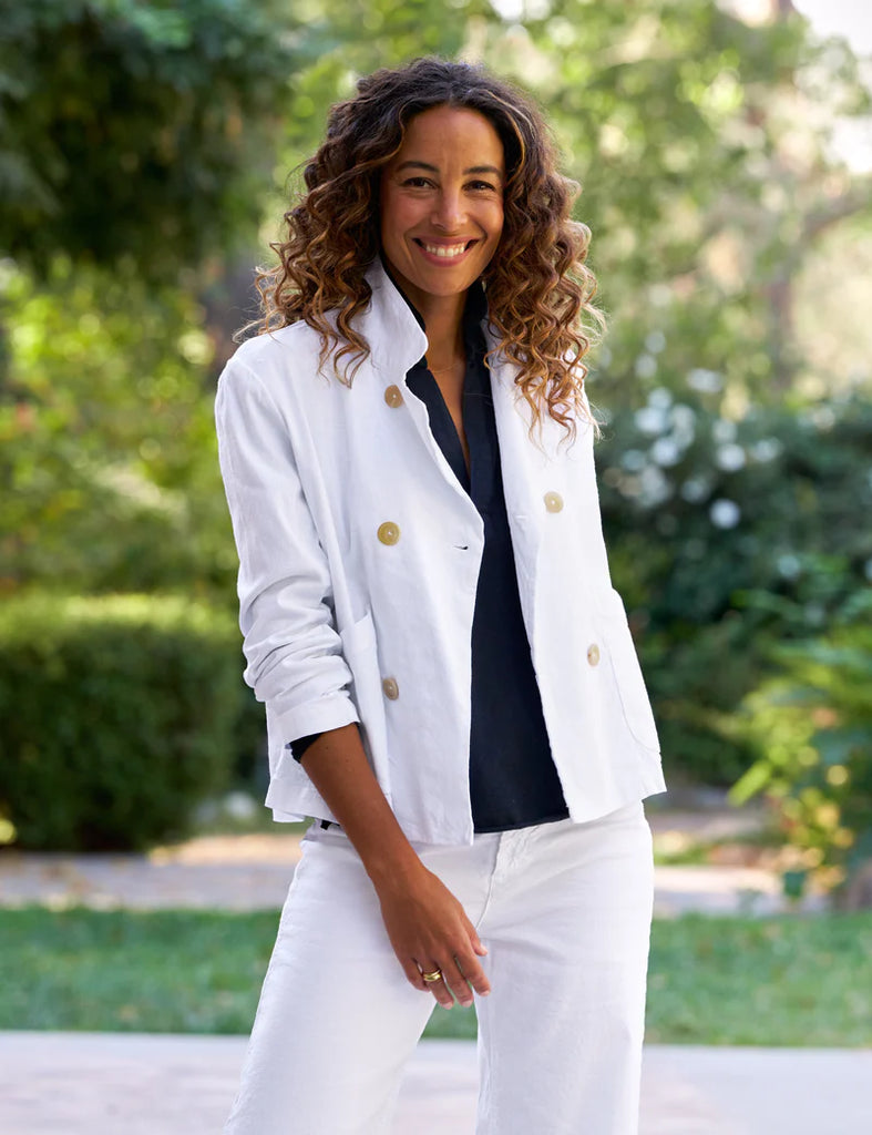 MINI BELFAST Performance Linen Crop Peacoat in White