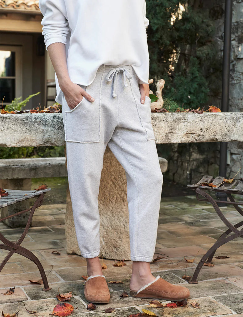 EAMON Triple Fleece Jogger in Grey Melange
