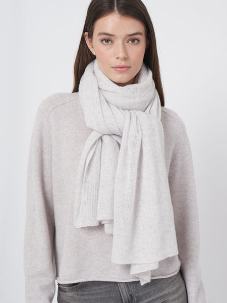 Cashmere Loose Knit Scarf in Snow