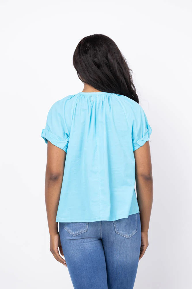 CALLA Short Sleeve Top in Cabana Blue