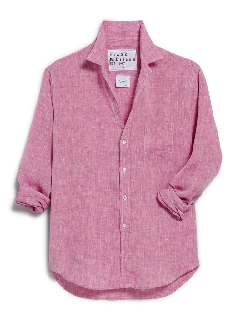 EILEEN Linen Button Up Shirt in Raspberry