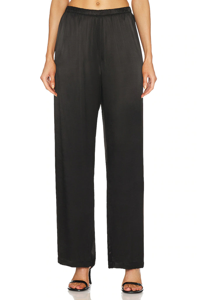 Satin Wide Leg Pants in Black