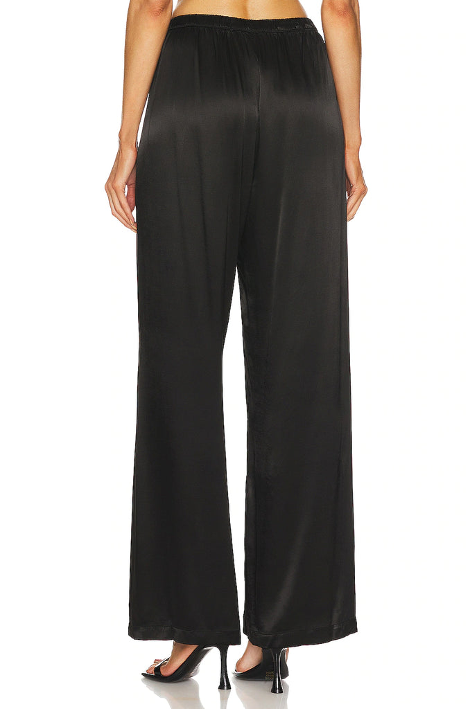 Satin Wide Leg Pants in Black