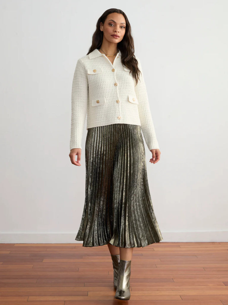 Metallic Pleated Skirt