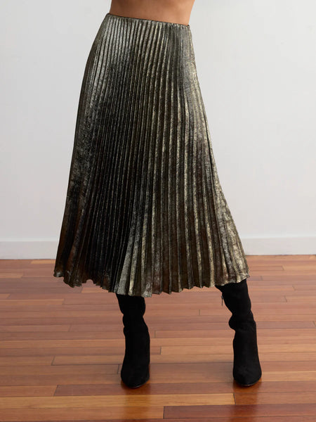 Metallic Pleated Skirt
