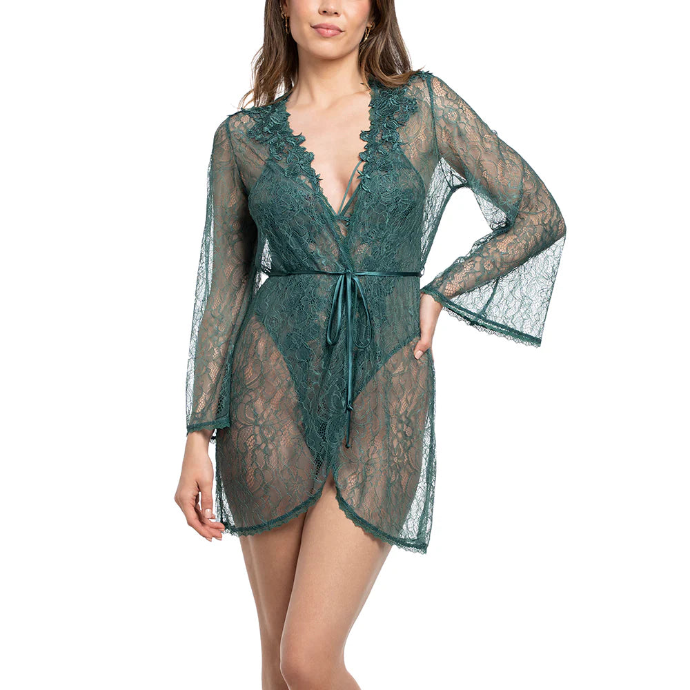 CASSIE Lace Robe in Juniper