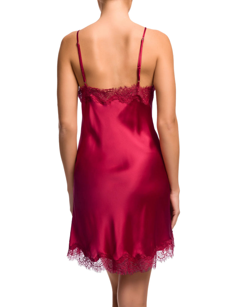 SCARLETT Silk & Lace Chemise in Crimson Rose