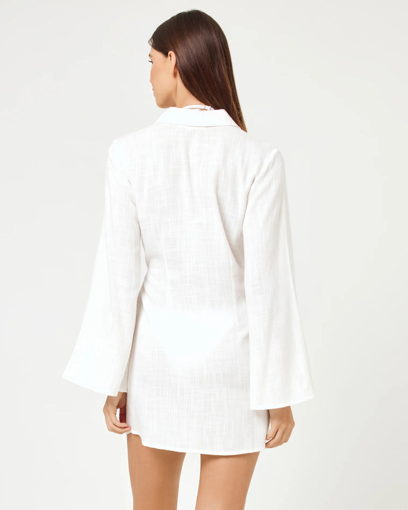 LAS PALMAS Long Sleeve Wrap Dress in Cream