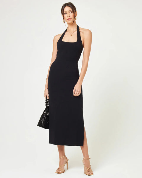 LONDON Halter Dress in Black