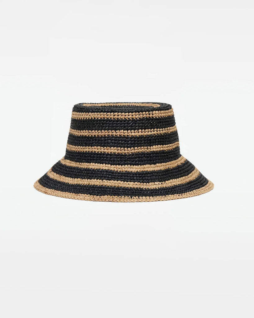 ISADORA Bucket Hat in Natural/Black Stripe