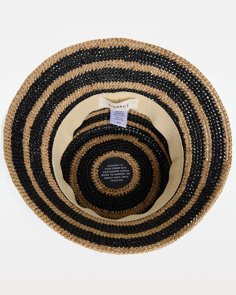 ISADORA Bucket Hat in Natural/Black Stripe