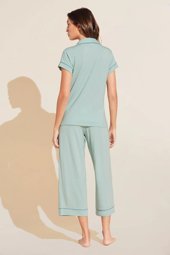GISELE Short Sleeve & Crop PJ Set in Surf Spray/Agave