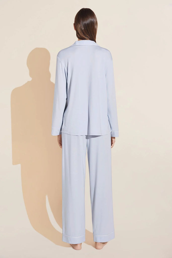 GISELE Long PJ Set in Ice Blue/Ivory