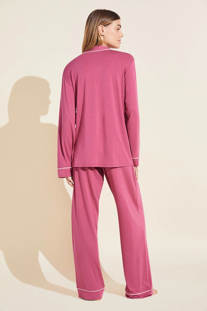 GISELE Long PJ Set in Raspberry/Ivory