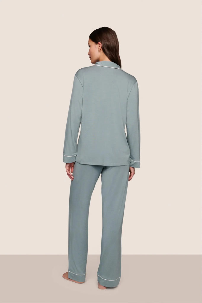 GISELE Long PJ Set in Lead/Ivory