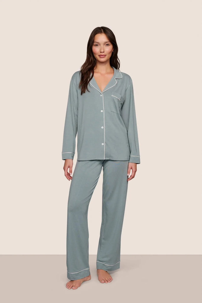 GISELE Long PJ Set in Lead/Ivory