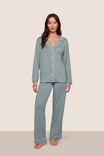 GISELE Long PJ Set in Lead/Ivory