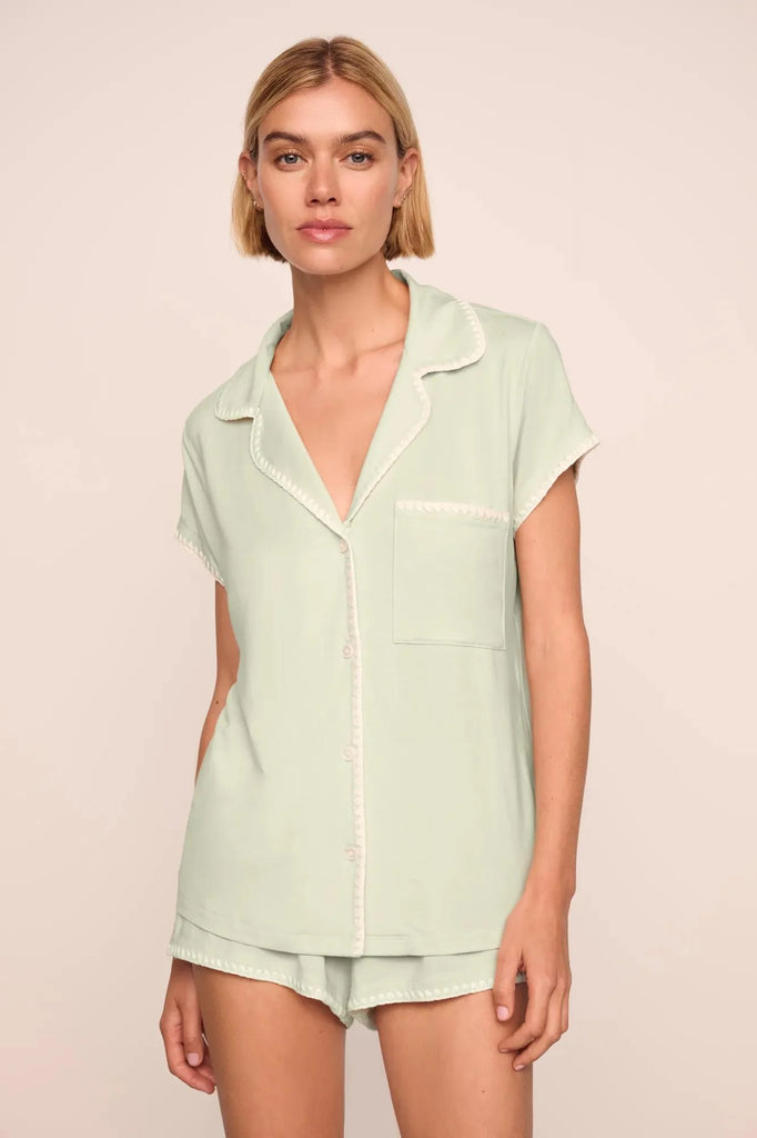FRIDA Short PJ Set in Mint Cream/Ivory