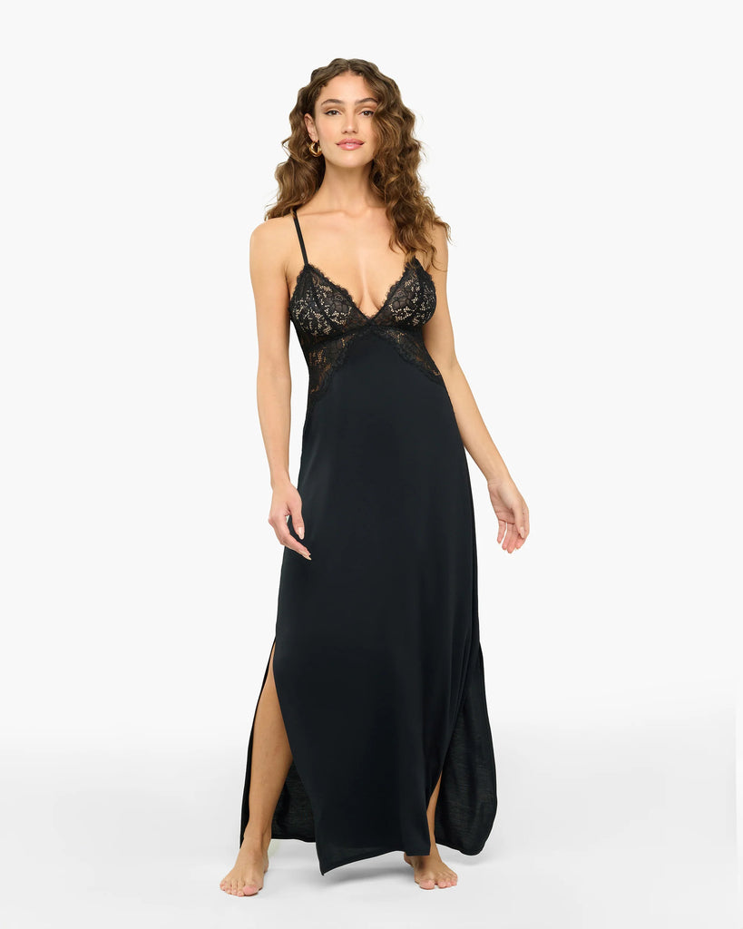 PRET-A-PORTER Maxi Italian Nightie Gown in Black