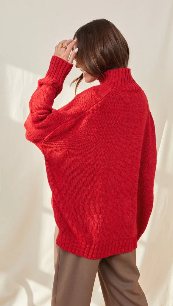 MARGOT Turtleneck Sweater in Apple Red
