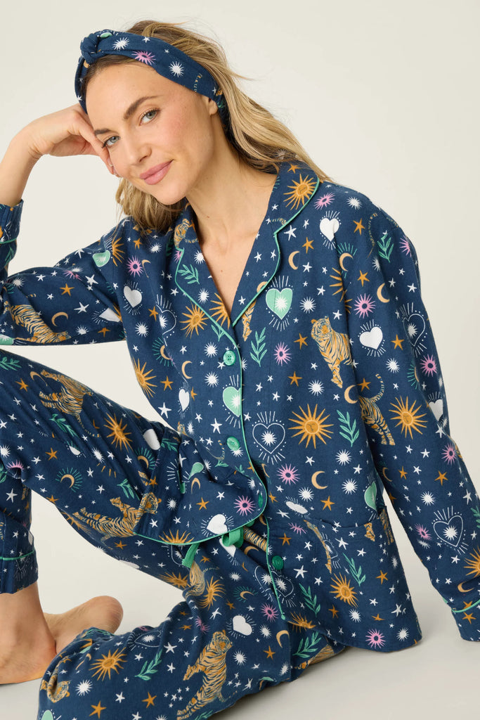 WILD AT HEART Long PJ Set in Navy