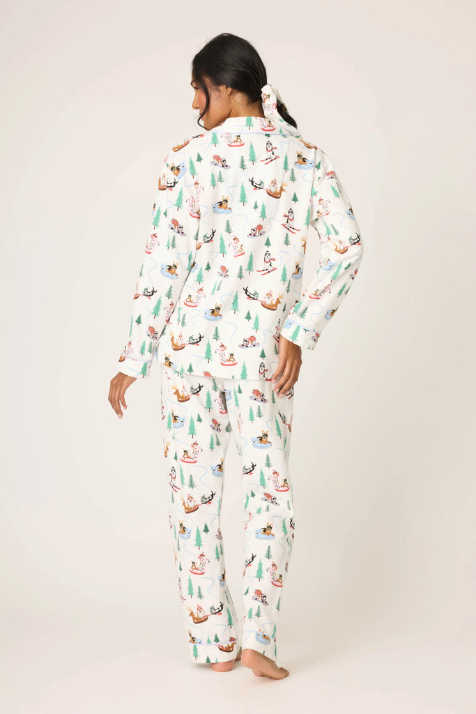 SLEIGH ALL DAY Flannel Long PJ Set in White