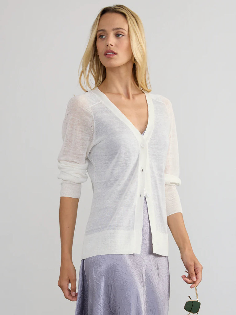 SARI Sheer Cardigan in White
