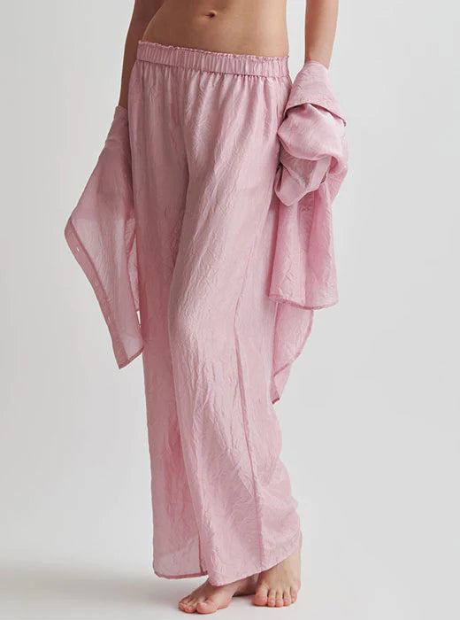 TASIA & TATUM Habotai Silk Long PJ Set in Peony