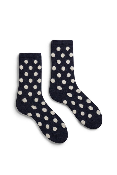 DOT Wool/Cashmere Crew Socks in Navy