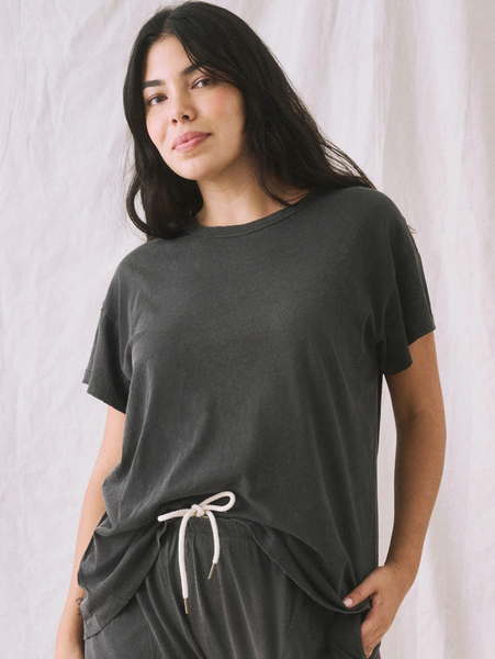 BOXY Crew Tee in Almost Black