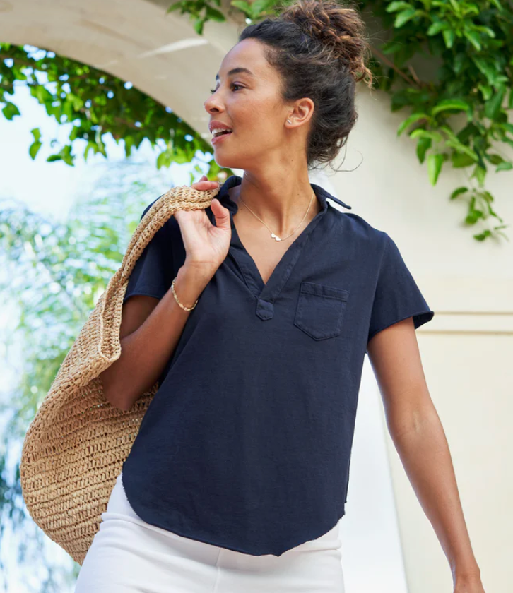 CHARLOTTE Short Sleeve Polo in British Royal Navy