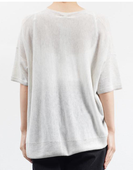 Cashmere Boxy Tee in Light Grey