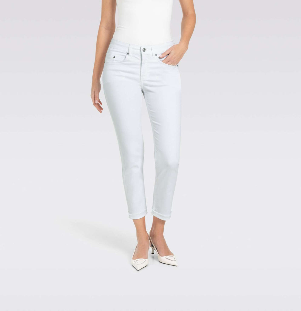 RICH SLIM Cropped Fringe Jeans in White