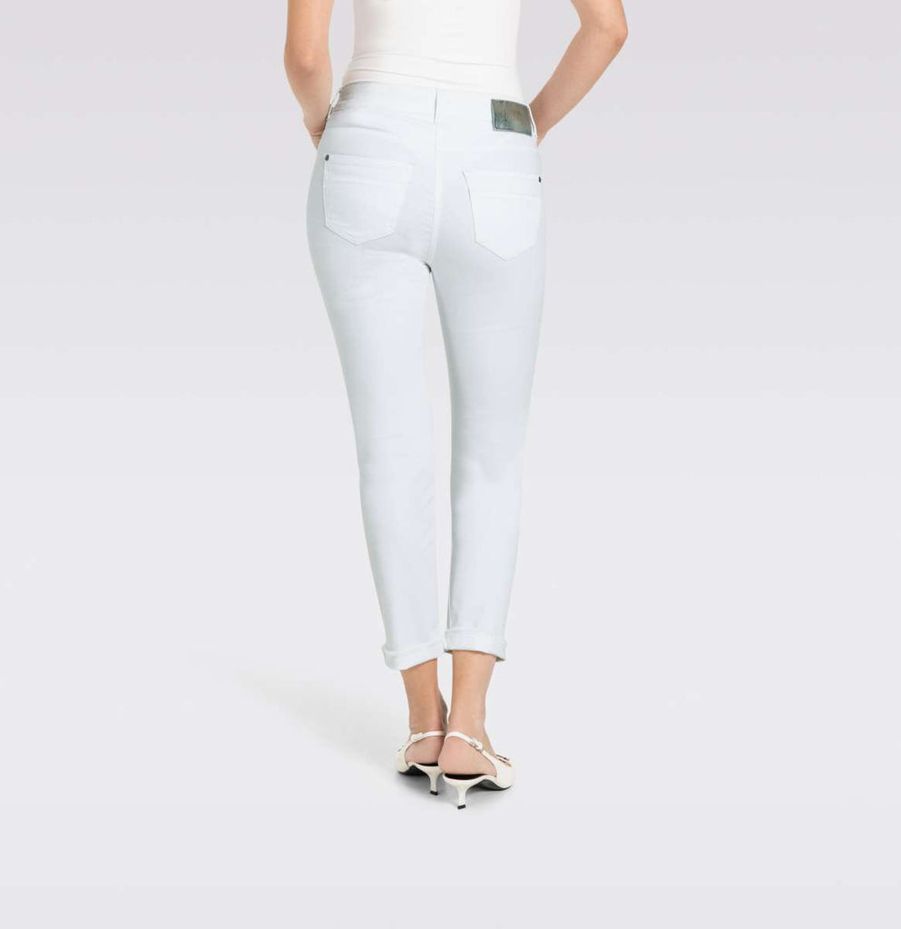 RICH SLIM Cropped Fringe Jeans in White