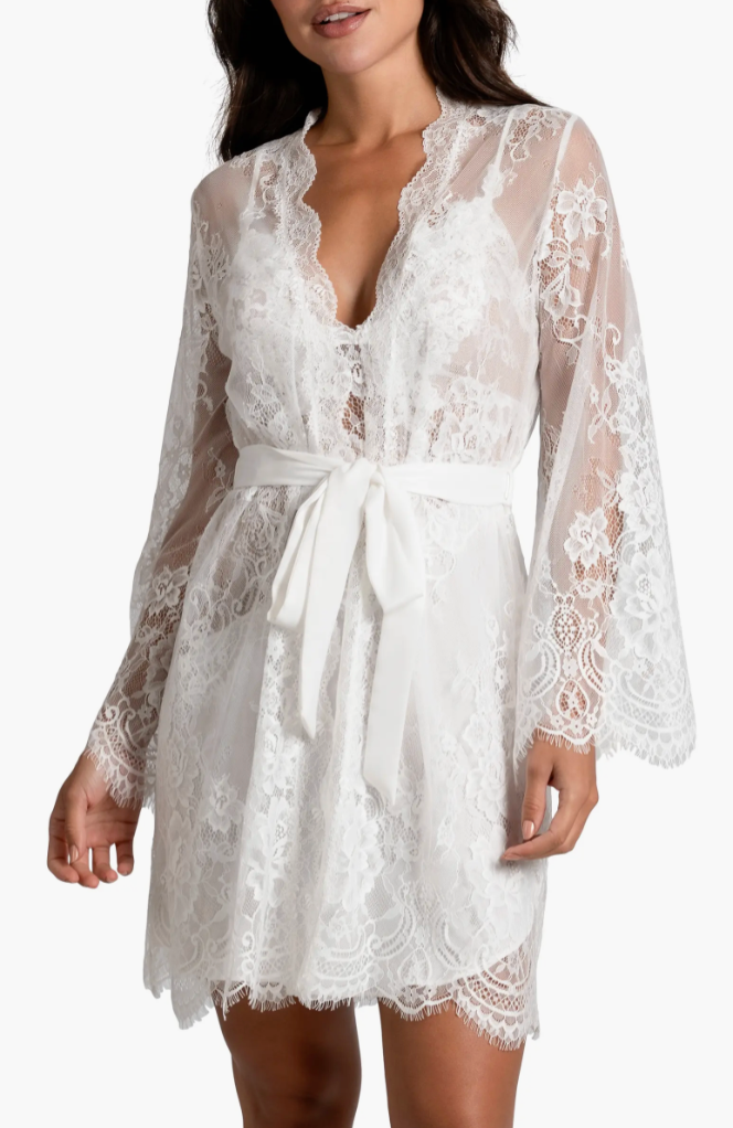 MARRY ME Lace Wrap Robe in Ivory