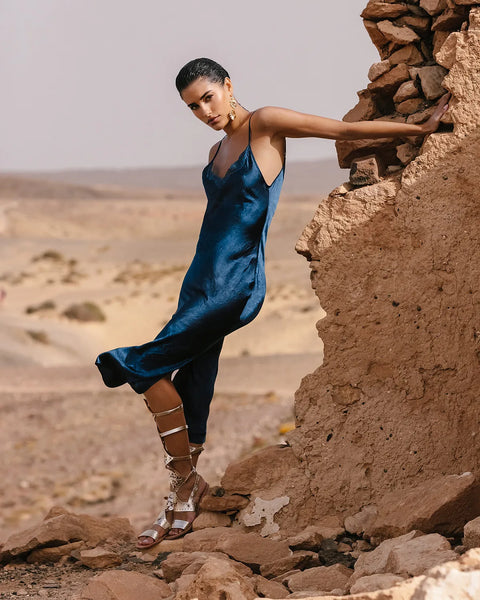 STAN Silk Cami Dress in Blue Christina's Luxuries STAN Silk Cami Dress in Blue Christina's Luxuries