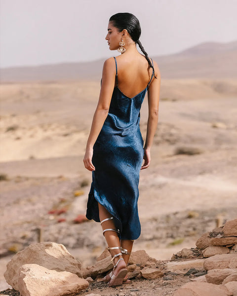 STAN Silk Cami Dress in Blue  Christina's Luxuries