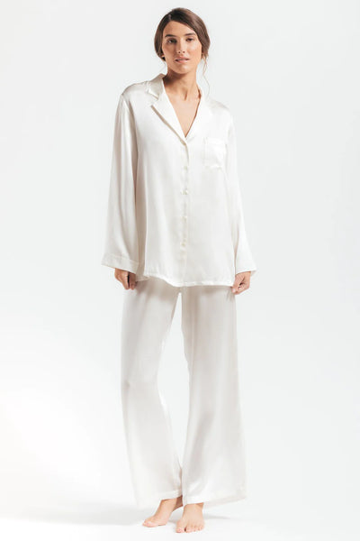 MORGAN Silk Long PJ Set in Ivory