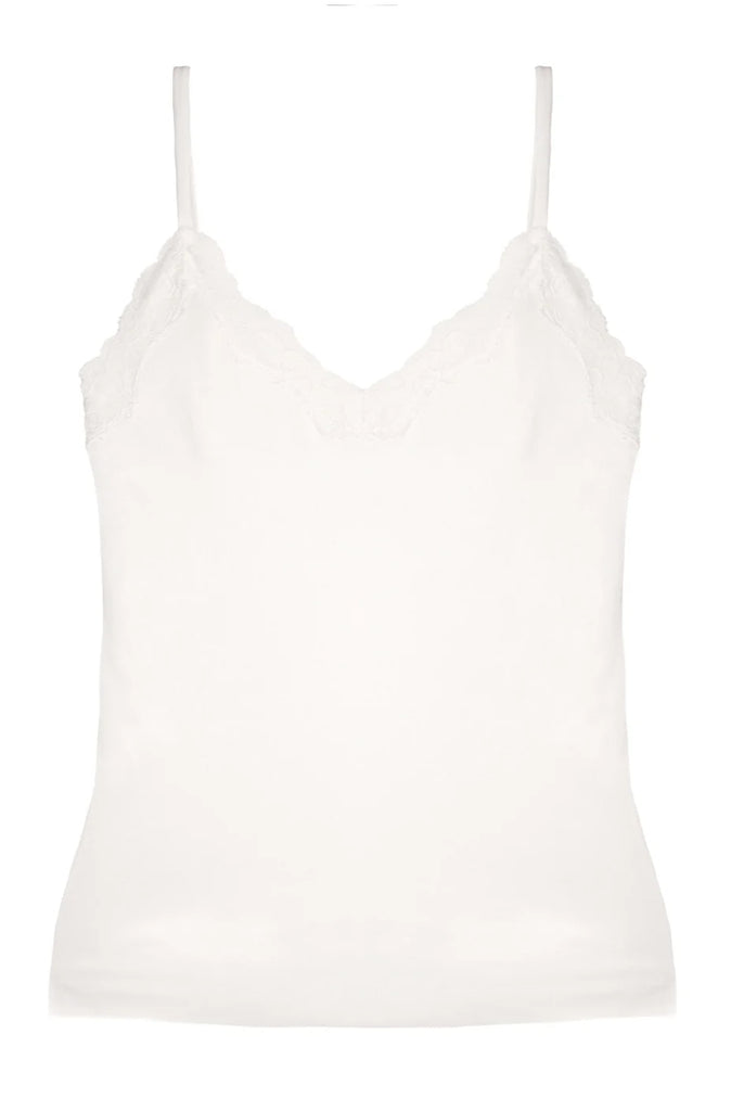 Organic Cotton Lace Trimmed Cami in White